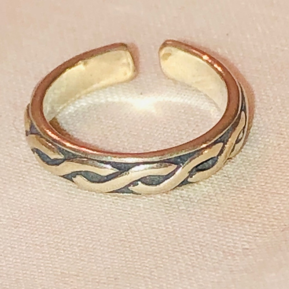 Sterling Silver Toe Ring Celtic Pattern Twisted Rope Design Vintage New WOT